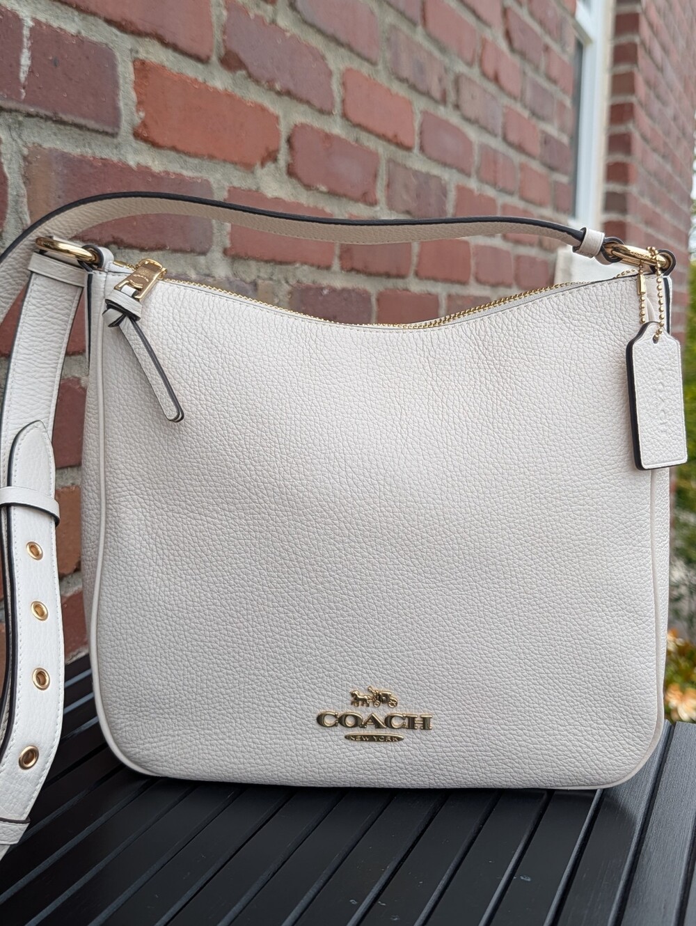 Coach Pebbled Leather White Shoulder Bag